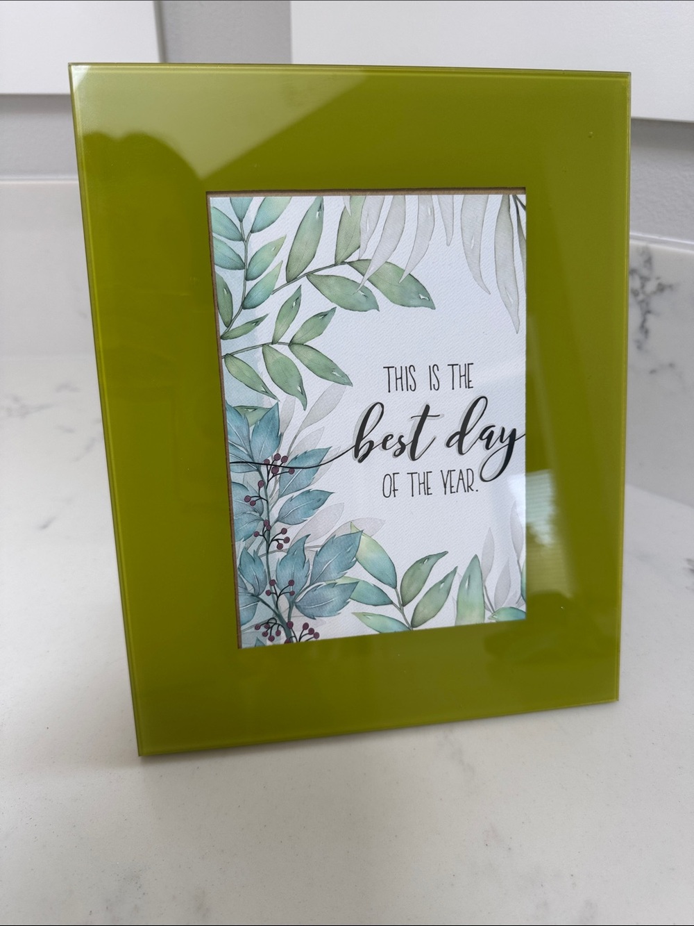 Lime Green Glass Photo Frame for 5x6 picture